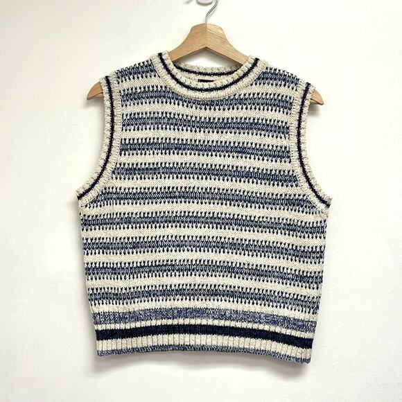 PINKO Striped Knit Asturias Canotta Riga Jacquard Metallic Sweater Vest - Medium - Picture 1 of 10